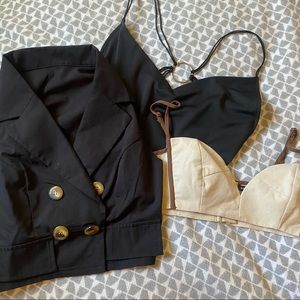 Cropped Vest, Backless tank, and linen bralette bundle